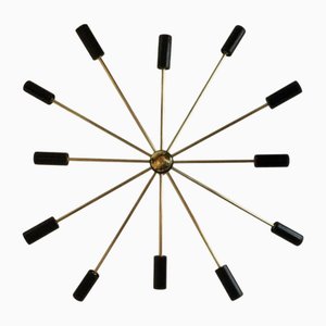 Sputnik Kronleuchter in Schwarz & Gold, 1960er