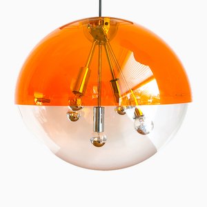 Lampada a sospensione Space Age arancione di MCM, attribuita a Raak Amsterdam