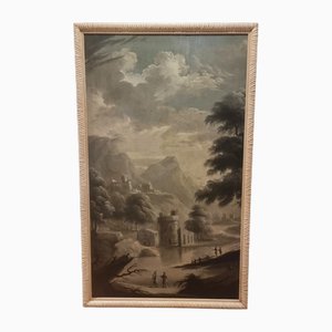 Italian Artist, Landscape, 1700s, Oil on Wooden Panel, Framed