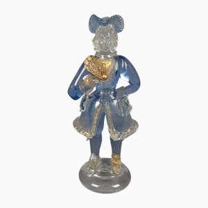 Murano Glas Goldonian Figur mit Fächer, 1970er