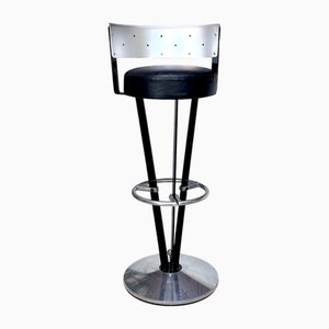 Sculptural Model Dry Martini Bar Stool in Steel with Metal Sheet and Leather by Pedro Miralles Claver for Akaba, 1980s