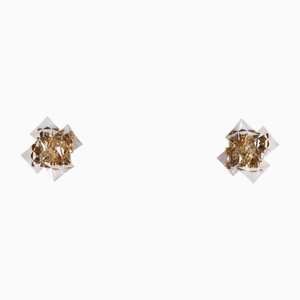 Brutalist Wall Lights in Gilded Brass and Crystal, 1970s, Set of 2