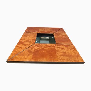 Mesa de centro de bar oculta vintage de madera nudosa de Paul Michel, años 70