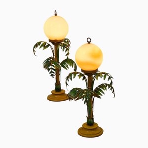 Mid-Century Italian Palm Table Lights, Set of 2