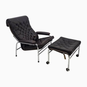 Set of Lounge Chair Bore with Ottoman by Noboru Nakamura for Ikea, 1970s