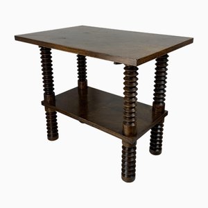 Brutalist Wood Turned Wine Press Side Table by Charles Dudouyt, 1950s