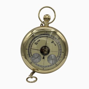 Barómetro de pared de reloj de bolsillo japonés vintage de latón, años 70