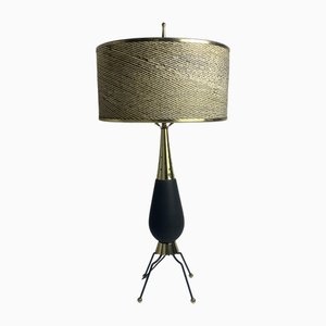 Lámpara de mesa Sputnik vintage grande de latón, años 50