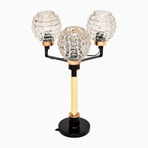 Lampe de Bureau Vintage en Laiton et Verre, Italie, 1960