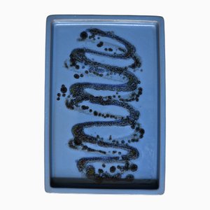 Vintage Scandinavian Blue Ceramic Tray, 1960s