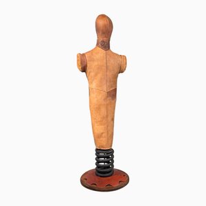 Mannequin de Boxe Vintage en Cuir Marron, 1930s