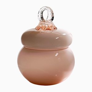 Bonbonnière en Verre Rose, Italie, 1950s
