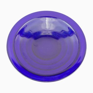 Blaue Untertasse aus satiniertem Glas, 20. Jh. von Fontana Arte Factory, Mailand, Italien, 1950er
