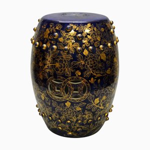 Siège de Jardin Antique en Porcelaine Dorée, Chine, 19ème Siècle