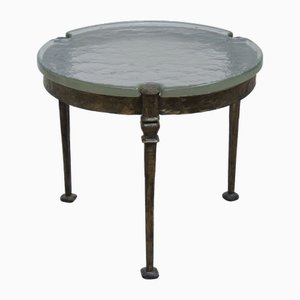 Forged Round Glass Table attributed to Lothar Klute