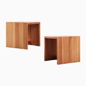 Kleine Beistelltische aus Kiefernholz von Ate Van Apeldoorn für Houtwerk Hattem, 1970er, 2er Set