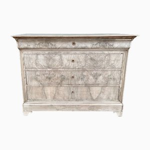 Cajonera francesa Louis Philippe de nogal blanqueado, siglo XIX