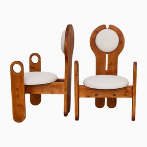 Sedie da pranzo scultoree in larice di Mária Szedleczky, Ungheria, 1978, set di 2