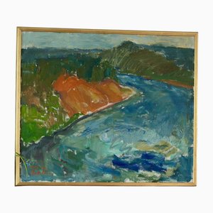 Rune Parez, Ruhige Landschaft, 1960er, Öl auf Leinwand