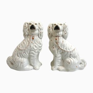 Staffordshire Mantle Dogs grande in ceramica, metà XIX secolo, set di 2