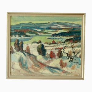 Nils Dremer, Paesaggio invernale, anni '60, Olio su tela, con cornice