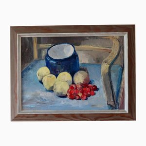 A Lugmair, Still Life with Jug and Fruit, 1957, Oil on Canvas, Framed