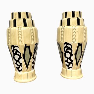 Vases Art Déco en Céramique Vernie de Orchies, France, 1930s, Set de 2