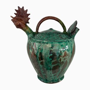 Rooster-Shaped Jug in Enameled Majolica Ceramic, 1960s