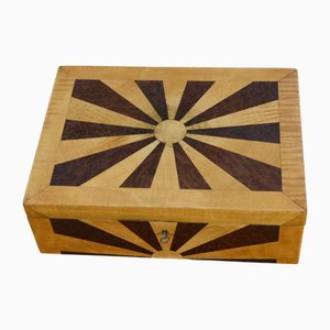 Boîte en Marqueterie de Sycomore Ondulé et Ronce de Noyer, 1970s