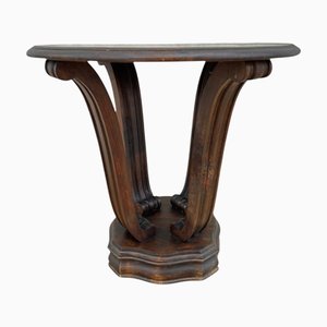 Spanish Art Deco Round Side Table in Walnut, 1920s