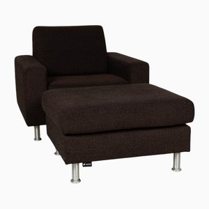 Set of Concept Plus Armchair and Ottoman in Black Fabric from Ewald Schillig