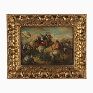 Battle Scene, 1700s, Oil on Canvas, Framed