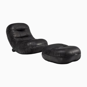 Set of Tumble Chair and Ottoman attributed to Adriano Piazzesi for Tre D, Italy, 1973