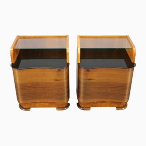Nightstands in Walnut Finish, Czechoslovakia, 1940s, Set of 2