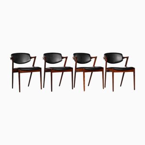 Danish Rosewood Z-Chair Model 42 attributed to Kai Kristiansen, 1960s, Set of 4