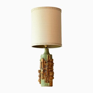 Ceramic Table Lamp attributed to B. Rooke with Silk Lampshade attributed to R Houben, 1970s