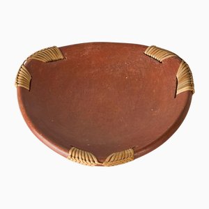 Mid-Century Vide Poche aus Terrakotta & Stroh, 1960er
