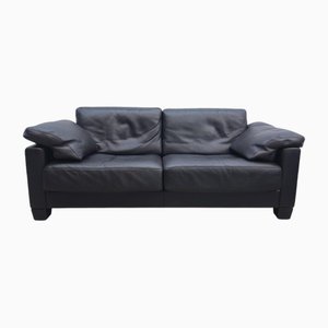 Divano DS 17 in pelle nera di De Sede