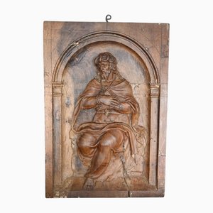 Panneau en Bois Sculpté du Christ sur la Pierre Froide, 17ème Siècle