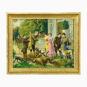 Victorian Hunting Scene After Josef Ringeisen, 1900, Lithography, Framed