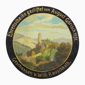 Vintage Hand-Painted Shooting Target with Castle Eppstein, 1930
