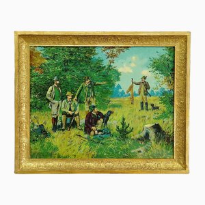Victorian Hunting Scene After Josef Ringeisen, 1900, Lithography, Framed