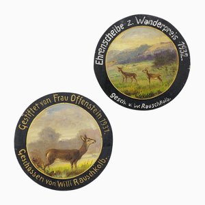 Vintage Marksmen Target Plaques with Deer, 1930s, Set of 2