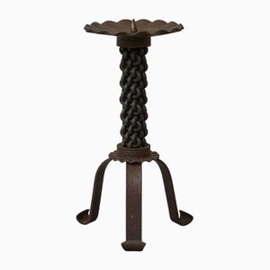 Candelabro brutalista Mid-Century de hierro forjado, años 60