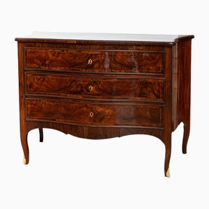 Antique Louis XIV Neapolitan Chest of Drawers in Walnut Burl & Rosewood, 18th Century