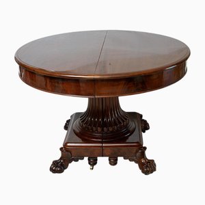 Table Empire Antique en Acajou avec Pied Central, Belgique, 19ème Siècle