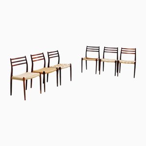 Vintage Danish Chairs in Wood by Niels Otto Møller, 1960s, Set of 6