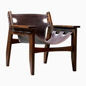 Fauteuil Kilin en Bois et Cuir par Sergio Rodrigues, Brésil, 1970s