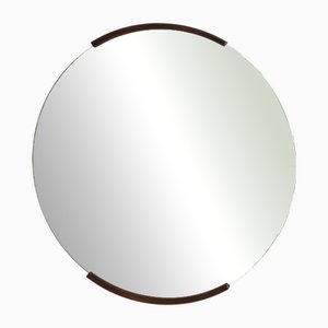 Miroir Rond avec Détails en Bois de Teck, 1960s