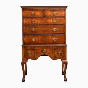 Commode Style Queen Anne Vintage en Noyer avec Bandes Croisées, 1920s